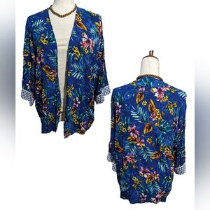 Boom Boom Jeans. Tropical Cardigan. Lightweight. No Buttons. Short Sleeve